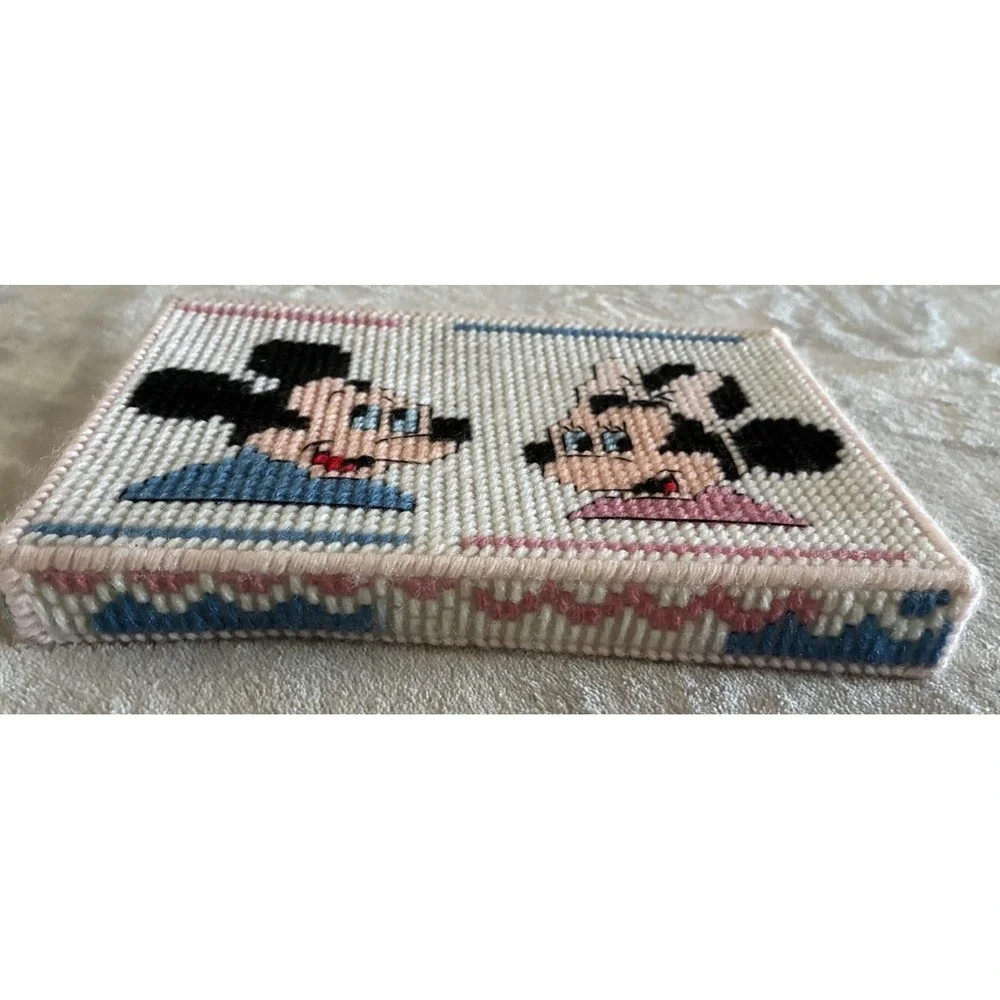 Mickey Mouse Minnie Needlepoint Nursery Decor Pink Blue‎ 6x8.5